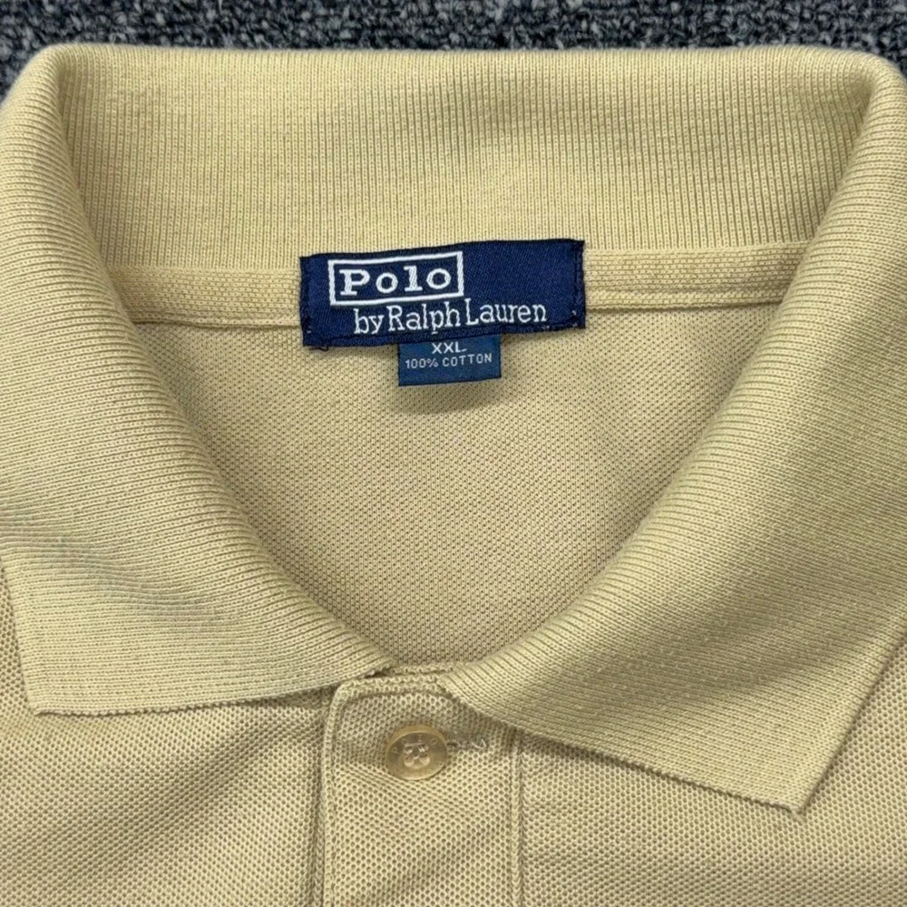Polo Ralph Lauren Mens XXL Tan‎ Beige Short Sleeve Pique Polo Shirt Made in USA